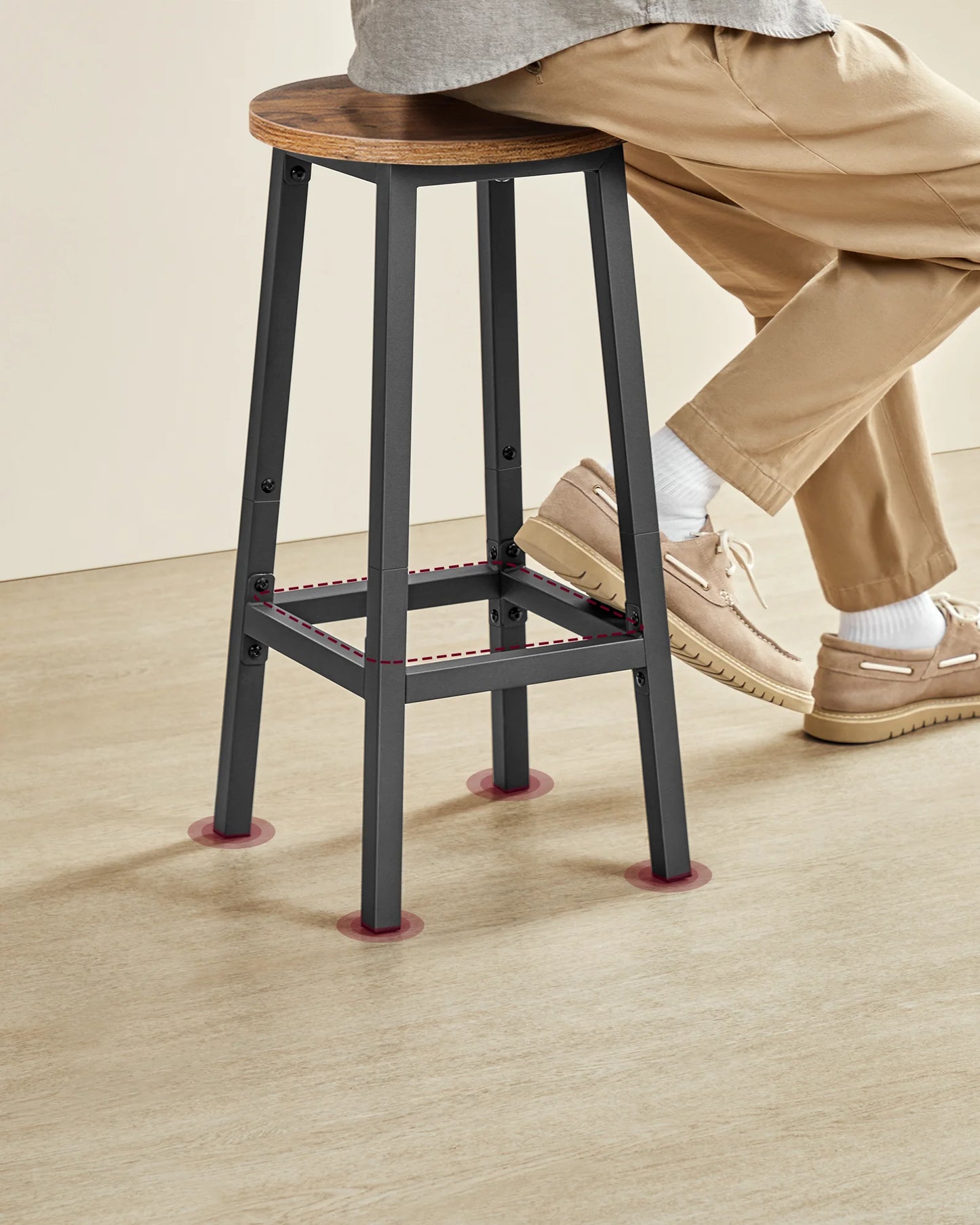 Set de 2 Taburetes Industriales Loft - Asiento de Madera y Acero